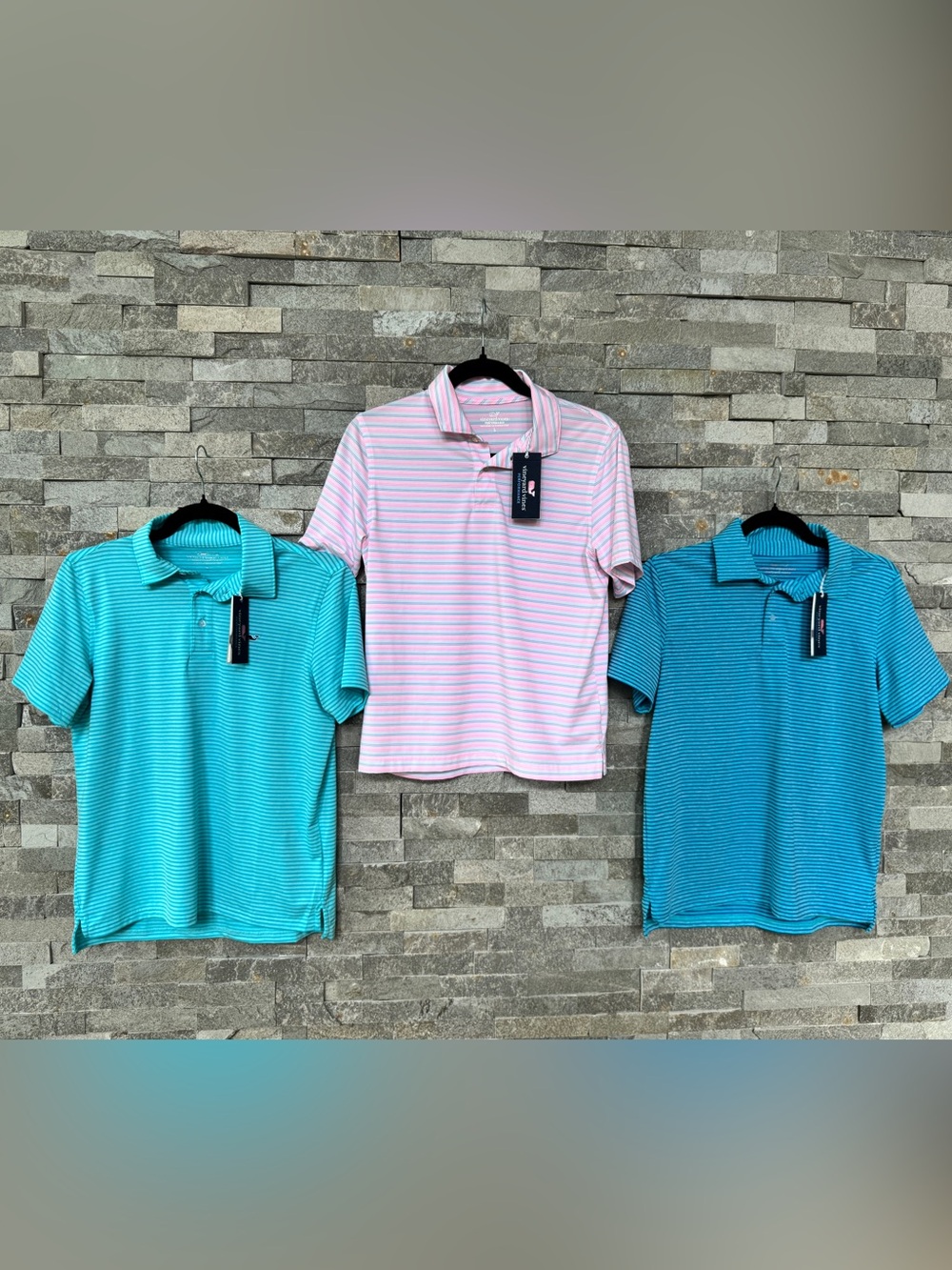 Vineyard Vines Boys' Performance Bradley Stripe Sankaty Polo Large 16
